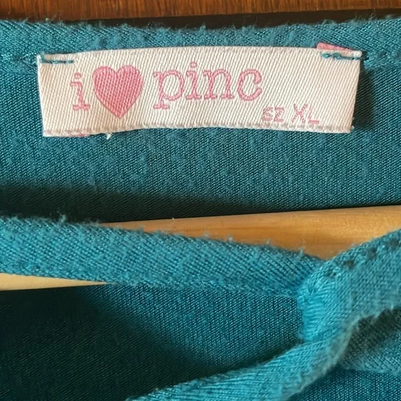 I Love Pinc Girls XL Blue Tie Front Short Sleeve Tee Boho Casual Top - Picture 3 of 11